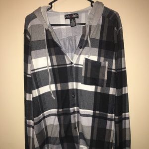 Plaid hooded button up